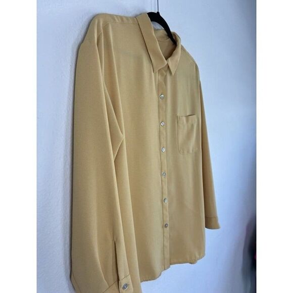 J. Jill Women's Petite Large Yellows Blouse Button-Up Shirt Long Sleeve - Picture 8 of 10